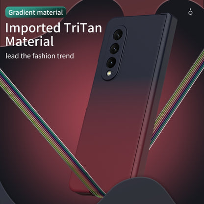 For Samsung Galaxy Z Fold3 5G Gradient Color Hinge Flip Phone Case With Film(Blue Red) - Galaxy Phone Cases by buy2fix | Online Shopping UK | buy2fix