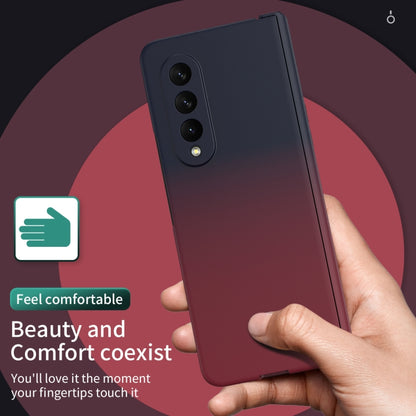 For Samsung Galaxy Z Fold3 5G Gradient Color Hinge Flip Phone Case With Film(Blue Red) - Galaxy Phone Cases by buy2fix | Online Shopping UK | buy2fix