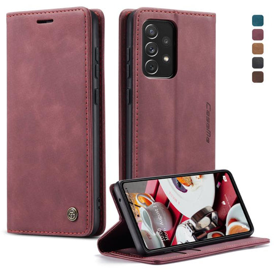 For Samsung Galaxy A73 5G CaseMe 013 Multifunctional Horizontal Flip Leather Phone Case(Wine Red)