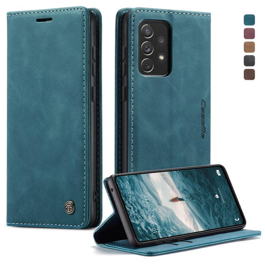 For Samsung Galaxy A73 5G CaseMe 013 Multifunctional Horizontal Flip Leather Phone Case(Blue)