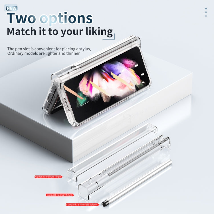For Samsung Galaxy Z Fold3 5G 360 Full Body Electroplating Hinge Phone Case with Stylus(Transparent) - Galaxy Phone Cases by buy2fix | Online Shopping UK | buy2fix
