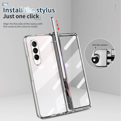 For Samsung Galaxy Z Fold3 5G 360 Full Body Electroplating Hinge Phone Case with Stylus(Transparent) - Galaxy Phone Cases by buy2fix | Online Shopping UK | buy2fix