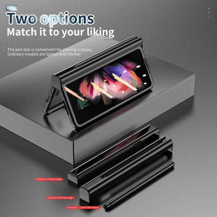 For Samsung Galaxy Z Fold3 5G Electroplating Hinge Phone Case with Stylus(Black) - Galaxy Phone Cases by buy2fix | Online Shopping UK | buy2fix