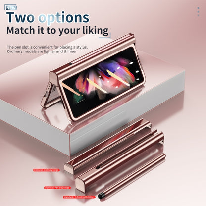 For Samsung Galaxy Z Fold3 5G Electroplating Hinge Phone Case with Stylus(Pink) - Galaxy Phone Cases by buy2fix | Online Shopping UK | buy2fix