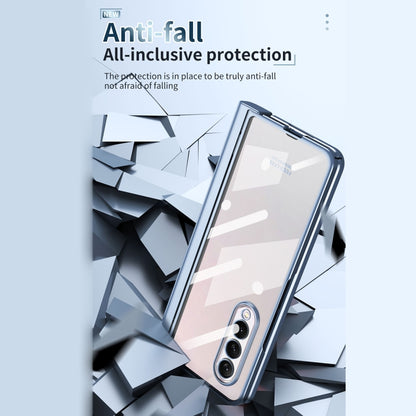 For Samsung Galaxy Z Fold3 5G Electroplating Hinge Phone Case with Stylus(Blue) - Galaxy Phone Cases by buy2fix | Online Shopping UK | buy2fix