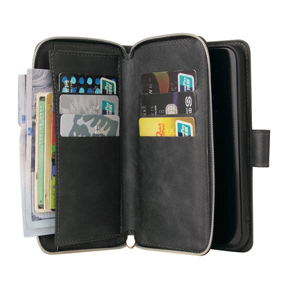For iPhone 13 Pro 9 Card Slots Zipper Wallet Bag Leather Phone Case (Black) - iPhone 13 Pro Cases by buy2fix | Online Shopping UK | buy2fix