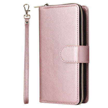For iPhone 13 Pro 9 Card Slots Zipper Wallet Bag Leather Phone Case (Rose Gold) - iPhone 13 Pro Cases by buy2fix | Online Shopping UK | buy2fix