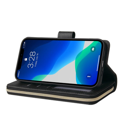 For iPhone 13 Pro Max 9 Card Slots Zipper Wallet Bag Leather Phone Case (Black) - iPhone 13 Pro Max Cases by buy2fix | Online Shopping UK | buy2fix