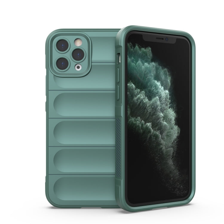 For iPhone 11 Pro Max Magic Shield TPU + Flannel Phone Case (Dark Green) by buy2fix