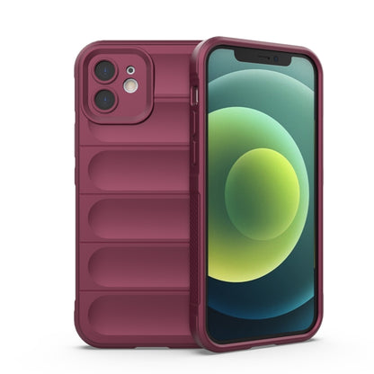 For iPhone 12 Magic Shield TPU + Flannel Phone Case(Wine Red) - iPhone 12 / 12 Pro Cases by buy2fix | Online Shopping UK | buy2fix