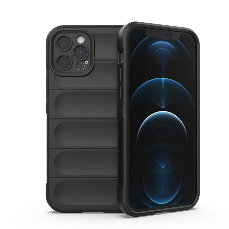 For iPhone 12 Pro Magic Shield TPU + Flannel Phone Case(Black) - iPhone 12 / 12 Pro Cases by buy2fix | Online Shopping UK | buy2fix