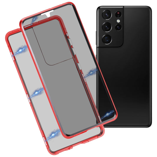 For Samsung Galaxy S21 Ultra 5G Anti-peeping Magnetic Double-sided Tempered Glass Phone Case(Red) - Galaxy S21 Ultra 5G Cases by buy2fix | Online Shopping UK | buy2fix