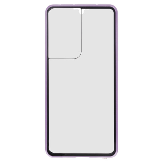 For Samsung Galaxy S21 Ultra 5G Anti-peeping Magnetic Double-sided Tempered Glass Phone Case(Purple) by buy2fix