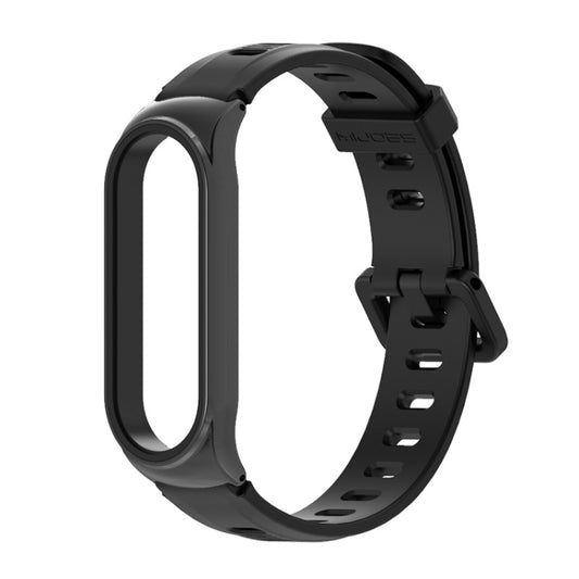 For Xiaomi Mi Band 6 / 5 / 4 / 3 Mijobs Flat Hole Silicone Watch Band, Style:CS Case(Black+Black) - Watch Bands by MIJOBS | Online Shopping UK | buy2fix
