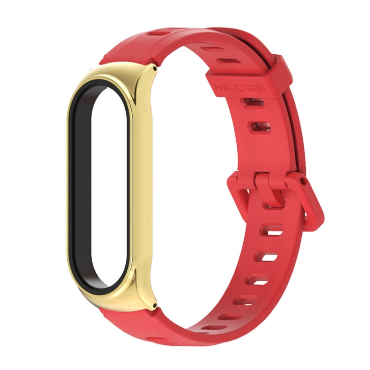 For Xiaomi Mi Band 6 / 5 / 4 / 3 Mijobs Flat Hole Silicone Watch Band, Style:CS Case(Red+Gold) - Watch Bands by MIJOBS | Online Shopping UK | buy2fix