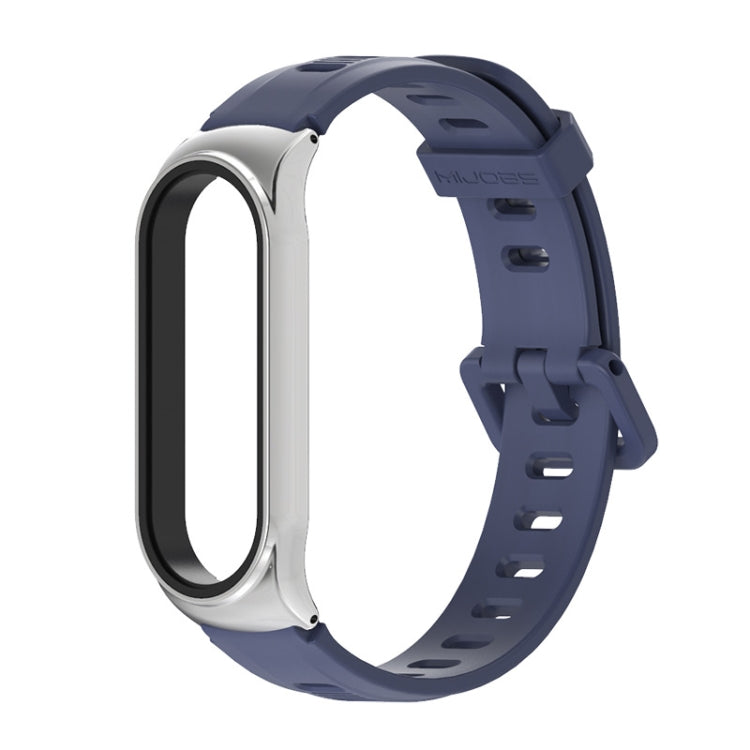 For Xiaomi Mi Band 6 / 5 / 4 / 3 Mijobs Flat Hole Silicone Watch Band, Style:CS Case(Midnight Blue+Silver) - Watch Bands by MIJOBS | Online Shopping UK | buy2fix