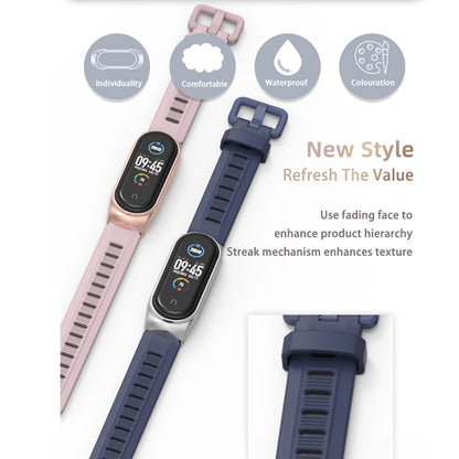 For Xiaomi Mi Band 6 / 5 / 4 / 3 Mijobs Flat Hole Silicone Watch Band, Style:CS Case(Pink+Rose Gold) - Watch Bands by MIJOBS | Online Shopping UK | buy2fix
