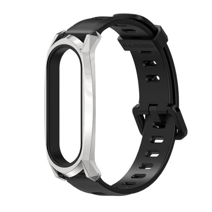 For Xiaomi Mi Band 6 / 5 / 4 / 3 Mijobs Flat Hole Silicone Watch Band, Style:GT Case(Black+Silver) - Watch Bands by MIJOBS | Online Shopping UK | buy2fix