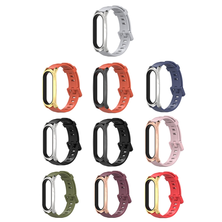 For Xiaomi Mi Band 6 / 5 / 4 / 3 Mijobs Flat Hole Silicone Watch Band, Style:GT Case(Red+Gold) - Watch Bands by MIJOBS | Online Shopping UK | buy2fix