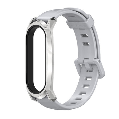 For Xiaomi Mi Band 6 / 5 / 4 / 3 Mijobs Flat Hole Silicone Watch Band, Style:GT Case(Grey+Silver) - Watch Bands by MIJOBS | Online Shopping UK | buy2fix