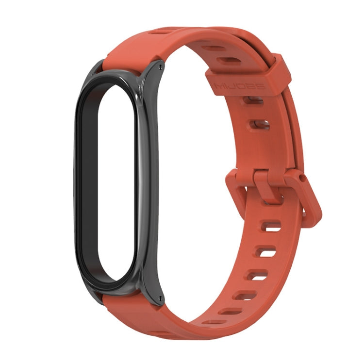 For Xiaomi Mi Band 6 / 5 / 4 / 3 Mijobs Flat Hole Silicone Watch Band, Style:Plus Case(Orange+Black) - Watch Bands by MIJOBS | Online Shopping UK | buy2fix