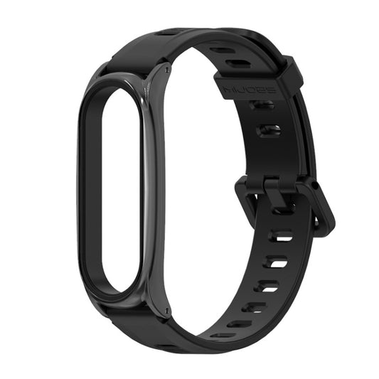 For Xiaomi Mi Band 6 / 5 / 4 / 3 Mijobs Flat Hole Silicone Watch Band, Style:Plus Case(Black+Black) - Watch Bands by MIJOBS | Online Shopping UK | buy2fix