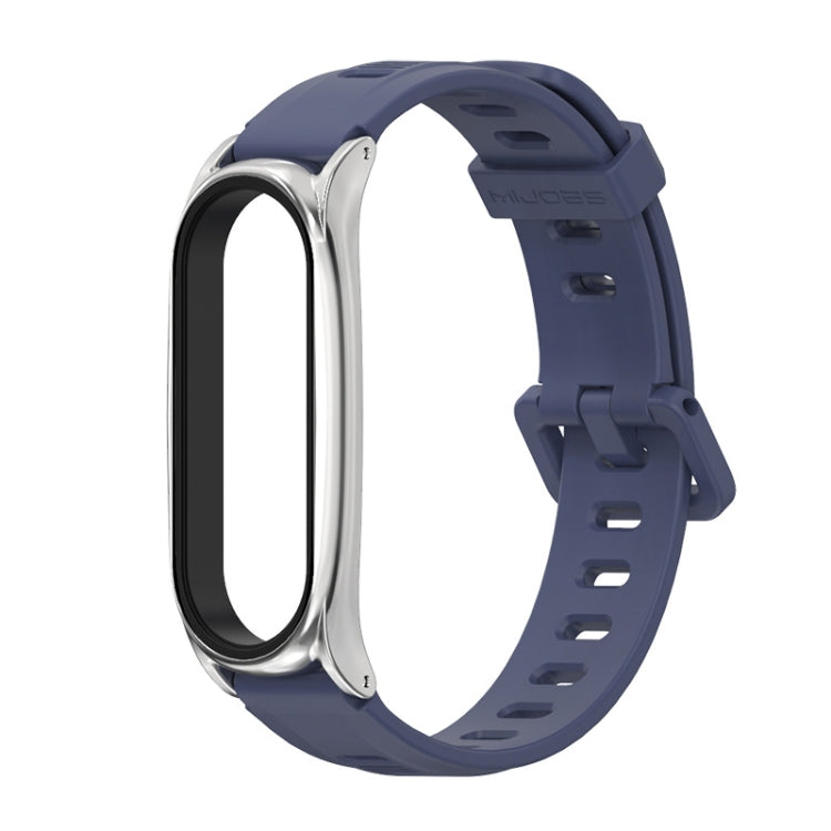For Xiaomi Mi Band 6 / 5 / 4 / 3 Mijobs Flat Hole Silicone Watch Band, Style:Plus Case(Midnight Blue+Silver) - Watch Bands by MIJOBS | Online Shopping UK | buy2fix