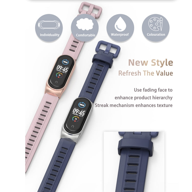 For Xiaomi Mi Band 6 / 5 / 4 / 3 Mijobs Flat Hole Silicone Watch Band, Style:Plus Case(Black+Black) - Watch Bands by MIJOBS | Online Shopping UK | buy2fix