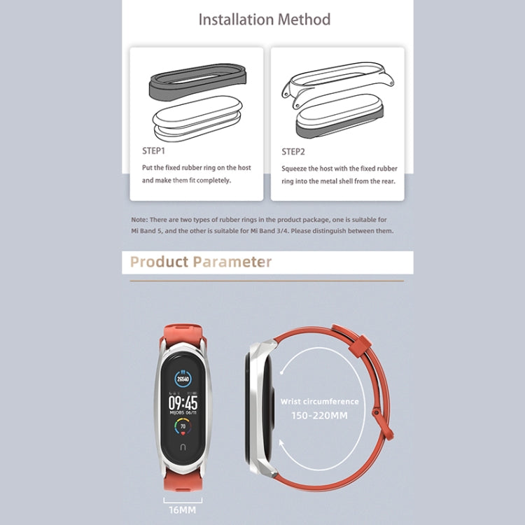 For Xiaomi Mi Band 6 / 5 / 4 / 3 Mijobs Flat Hole Silicone Watch Band, Style:Plus Case(Grey+Silver) - Watch Bands by MIJOBS | Online Shopping UK | buy2fix