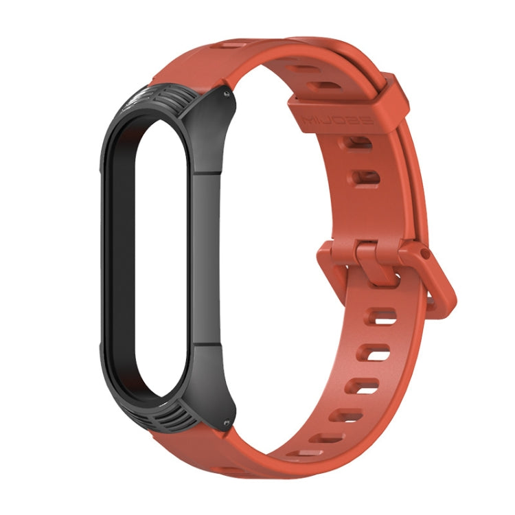 For Xiaomi Mi Band 6 / 5 / 4 / 3 Mijobs Flat Hole Silicone Watch Band, Style:TF Case(Orange+Black) - Watch Bands by MIJOBS | Online Shopping UK | buy2fix