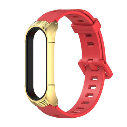 For Xiaomi Mi Band 6 / 5 / 4 / 3 Mijobs Flat Hole Silicone Watch Band, Style:TF Case(Red+Gold) - Watch Bands by MIJOBS | Online Shopping UK | buy2fix