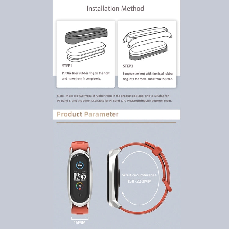 For Xiaomi Mi Band 6 / 5 / 4 / 3 Mijobs Flat Hole Silicone Watch Band, Style:TF Case(Wine Red+Rose Gold) - Watch Bands by MIJOBS | Online Shopping UK | buy2fix