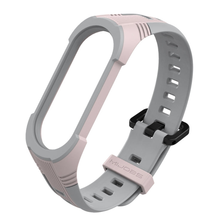 For Xiaomi Mi Band 5 / 6 / 7 Mijobs Two-color Silicone Watch Band(Pink+Grey) - Watch Bands by MIJOBS | Online Shopping UK | buy2fix