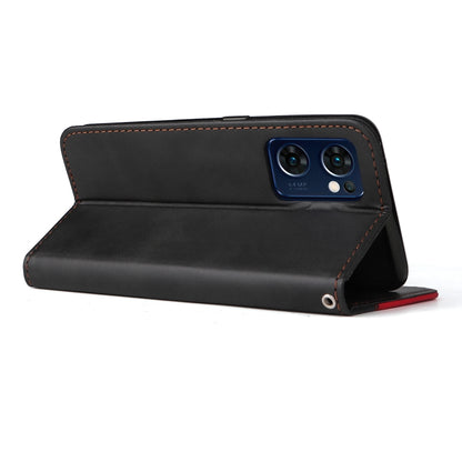 For OPPO Find X5 Lite / Reno7 5G Global Stitching-Color Flip Leather Phone Case(Red) - OPPO Cases by buy2fix | Online Shopping UK | buy2fix