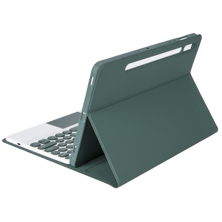 YA08B-A Candy Color Skin Feel Texture Round Keycap Bluetooth Keyboard Leather Case with Touchpad For Samsung Galaxy Tab A8 10.5 2021 SM-X200 / SM-X205(Dark Green) - Samsung Keyboard by buy2fix | Online Shopping UK | buy2fix