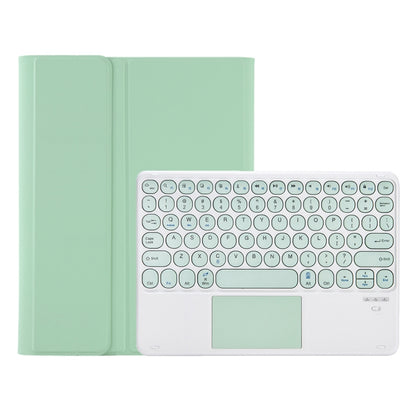 YA08B-A Candy Color Skin Feel Texture Round Keycap Bluetooth Keyboard Leather Case with Touchpad For Samsung Galaxy Tab A8 10.5 2021 SM-X200 / SM-X205(Light Green) - Samsung Keyboard by buy2fix | Online Shopping UK | buy2fix