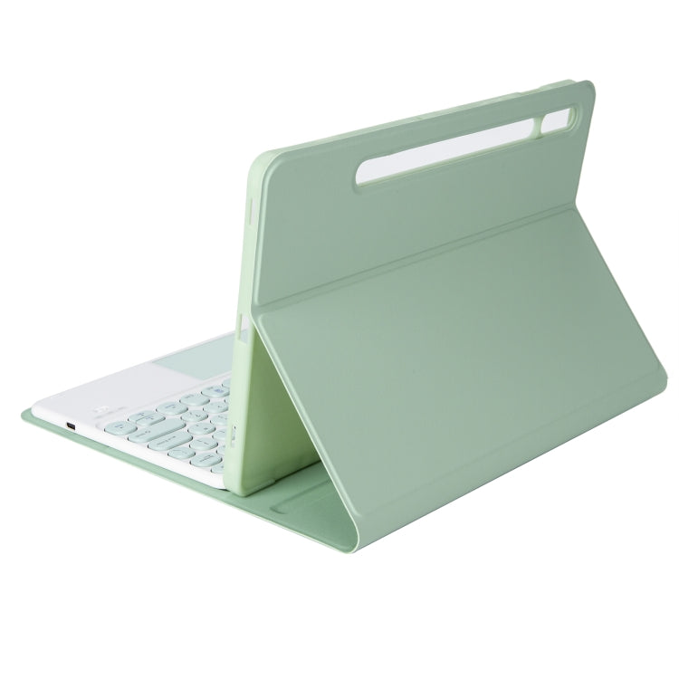 YA08B-A Candy Color Skin Feel Texture Round Keycap Bluetooth Keyboard Leather Case with Touchpad For Samsung Galaxy Tab A8 10.5 2021 SM-X200 / SM-X205(Light Green) - Samsung Keyboard by buy2fix | Online Shopping UK | buy2fix