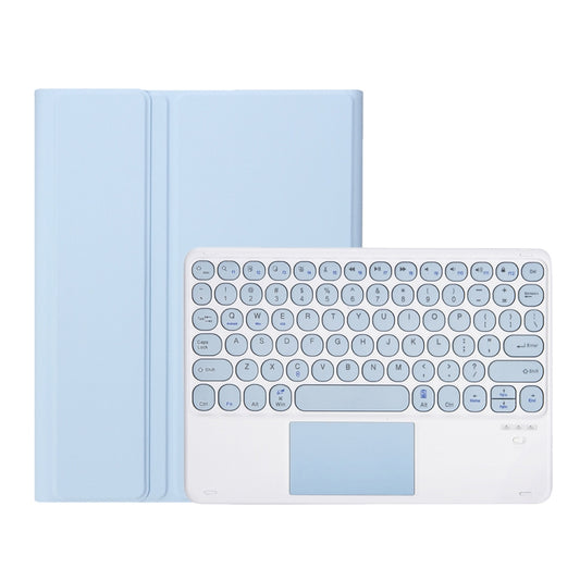 YA08B-A Candy Color Skin Feel Texture Round Keycap Bluetooth Keyboard Leather Case with Touchpad For Samsung Galaxy Tab A8 10.5 2021 SM-X200 / SM-X205(White Ice) by buy2fix