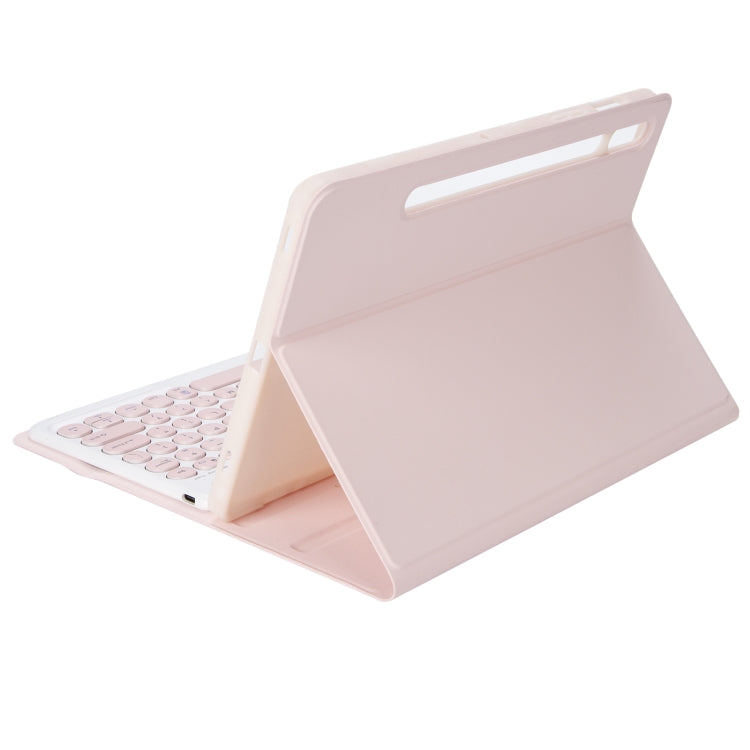 YA610B Candy Color Skin Feel Texture Round Keycap Bluetooth Keyboard Leather Case For Samsung Galaxy Tab S6 Lite 10.4 inch SM-P610 / SM-P615(Pink) - Samsung Keyboard by buy2fix | Online Shopping UK | buy2fix