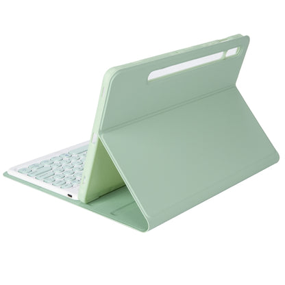 YA700B Candy Color Skin Feel Texture Round Keycap Bluetooth Keyboard Leather Case For Samsung Galaxy Tab S8 11 inch SM-X700 / SM-X706 & S7 11 inch SM-X700 / SM-T875(Light Green) - Samsung Keyboard by buy2fix | Online Shopping UK | buy2fix