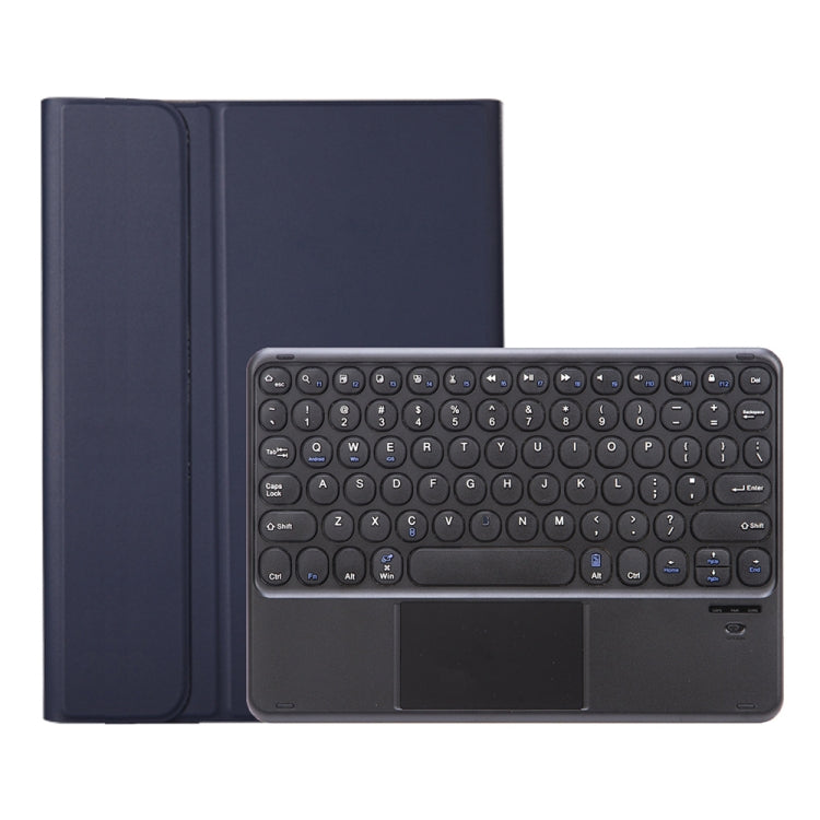 YA08B-A Lambskin Texture Voltage Round Keycap Bluetooth Keyboard Leather Case with Touchpad For Samsung Galaxy Tab A8 10.5 2021 SM-X200 / SM-X205(Blue) by buy2fix