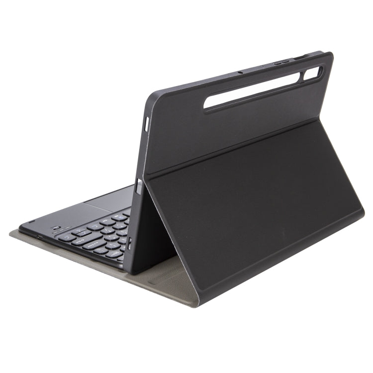YA700B-A  Lambskin Texture Voltage Round Keycap Bluetooth Keyboard Leather Case with Touchpad For Samsung Galaxy Tab S8 11 inch SM-X700 / SM-X706 & S7 11 inch SM-X700 / SM-T875(Black) - Samsung Keyboard by buy2fix | Online Shopping UK | buy2fix