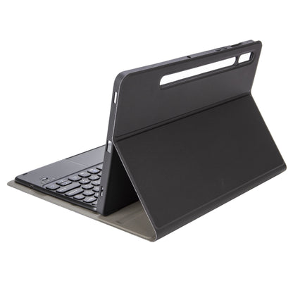 YA700B-A  Lambskin Texture Voltage Round Keycap Bluetooth Keyboard Leather Case with Touchpad For Samsung Galaxy Tab S8 11 inch SM-X700 / SM-X706 & S7 11 inch SM-X700 / SM-T875(Black) - Samsung Keyboard by buy2fix | Online Shopping UK | buy2fix