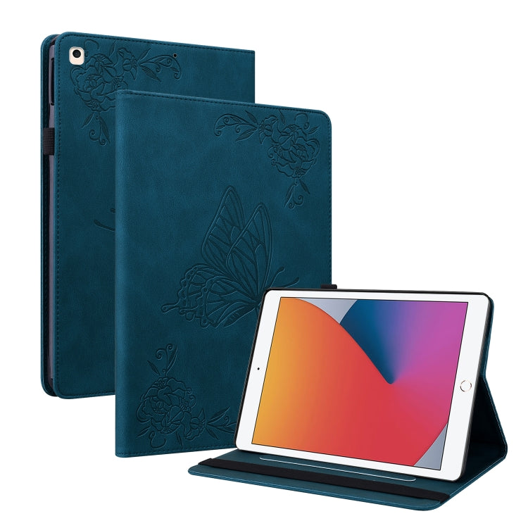 Butterfly Flower Embossed Leather Tablet Case For iPad 10.2 2021&2020&2019 / Air 2019(Blue) - iPad 10.2 Cases by buy2fix | Online Shopping UK | buy2fix
