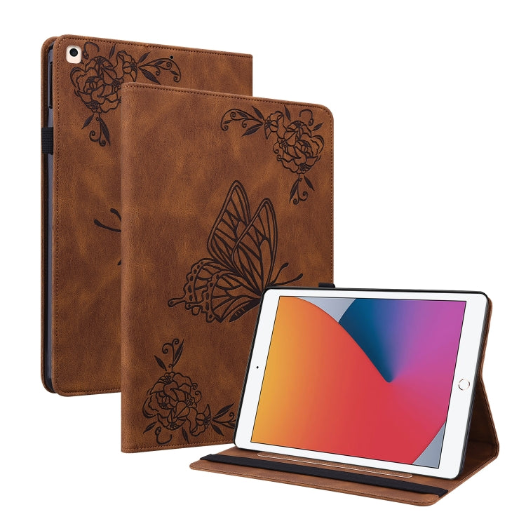 Butterfly Flower Embossed Leather Tablet Case For iPad 10.2 2021&2020&2019 / Air 2019(Brown) - iPad 10.2 Cases by buy2fix | Online Shopping UK | buy2fix