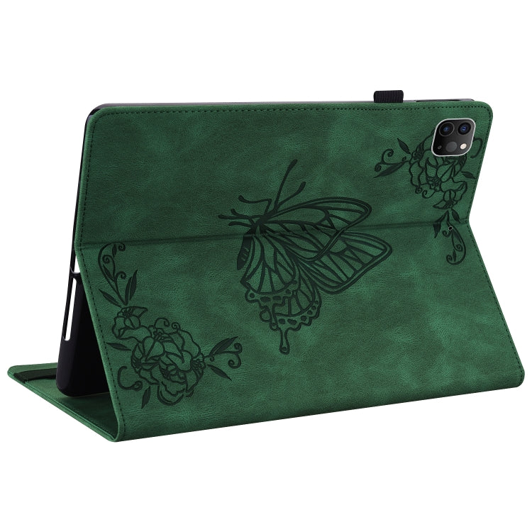 For iPad Pro 11 2022 / 2021 / 2020 / 2018 / Air 2020 10.9 Butterfly Flower Embossed Leather Tablet Case(Green) - iPad Pro 11 (2022/2021) Cases by buy2fix | Online Shopping UK | buy2fix