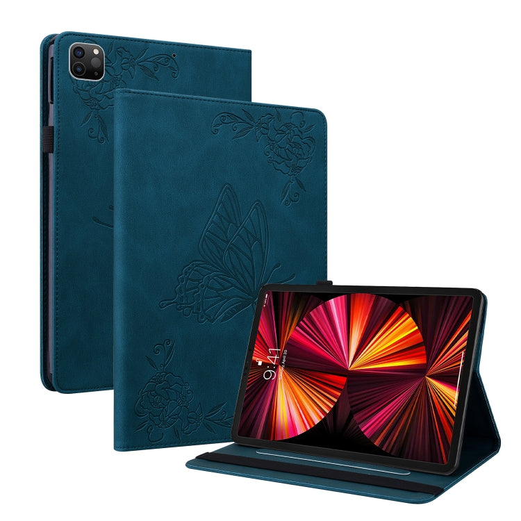 For iPad Pro 11 2022 / 2021 / 2020 / 2018 / Air 2020 10.9 Butterfly Flower Embossed Leather Tablet Case(Blue) - iPad Pro 11 (2022/2021) Cases by buy2fix | Online Shopping UK | buy2fix