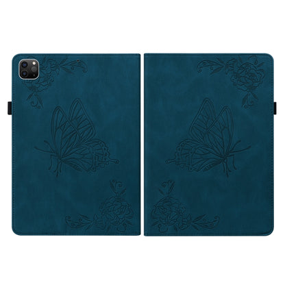For iPad Pro 11 2022 / 2021 / 2020 / 2018 / Air 2020 10.9 Butterfly Flower Embossed Leather Tablet Case(Blue) - iPad Pro 11 (2022/2021) Cases by buy2fix | Online Shopping UK | buy2fix