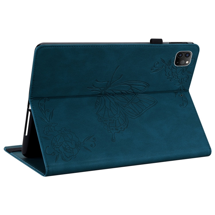 For iPad Pro 11 2022 / 2021 / 2020 / 2018 / Air 2020 10.9 Butterfly Flower Embossed Leather Tablet Case(Blue) - iPad Pro 11 (2022/2021) Cases by buy2fix | Online Shopping UK | buy2fix