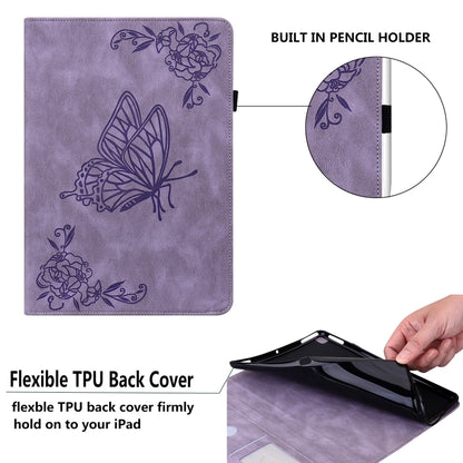 For iPad Pro 11 2022 / 2021 / 2020 / 2018 / Air 2020 10.9 Butterfly Flower Embossed Leather Tablet Case(Purple) - iPad Pro 11 (2022/2021) Cases by buy2fix | Online Shopping UK | buy2fix